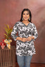Women's Black & White Floral Print Short Kurti