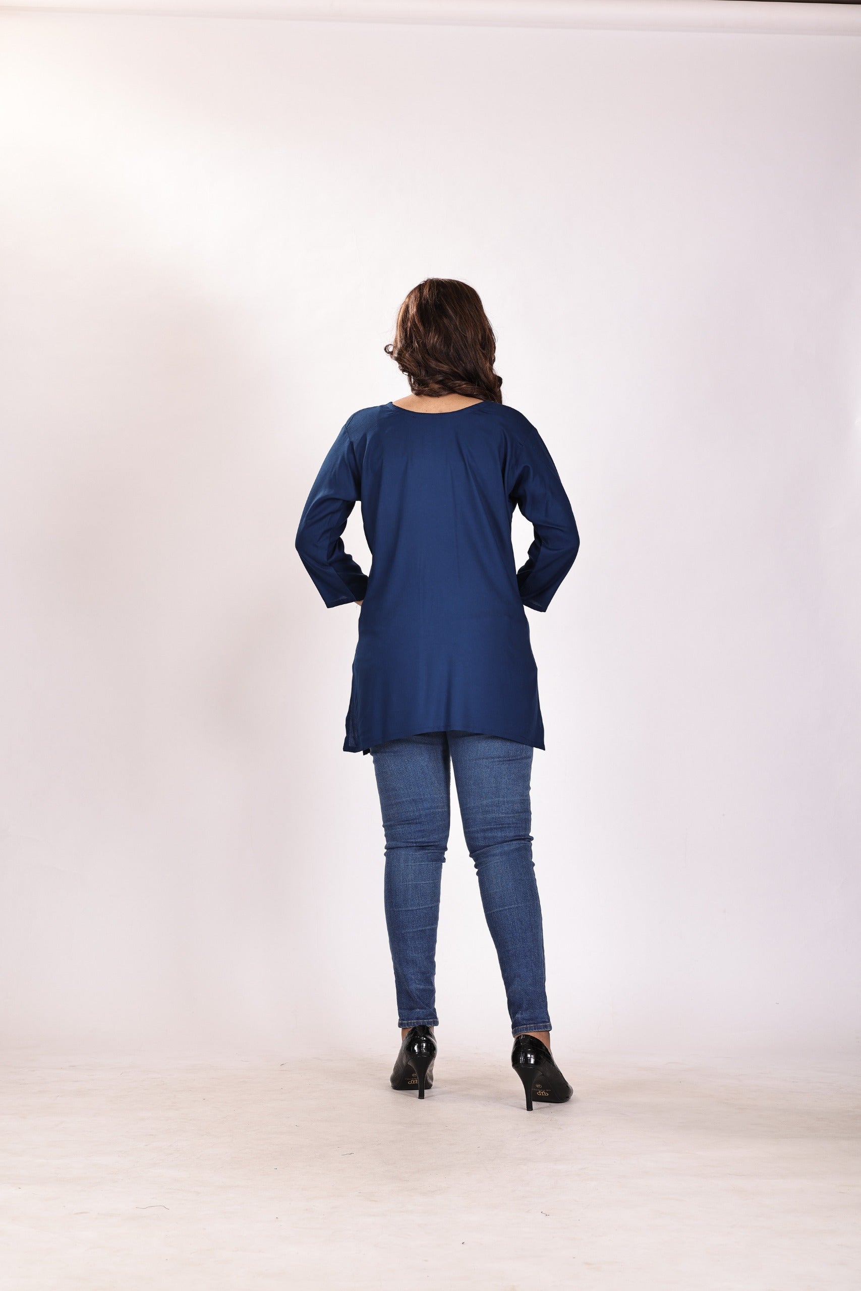 Solid Blue Soft Cotton Short Kurta