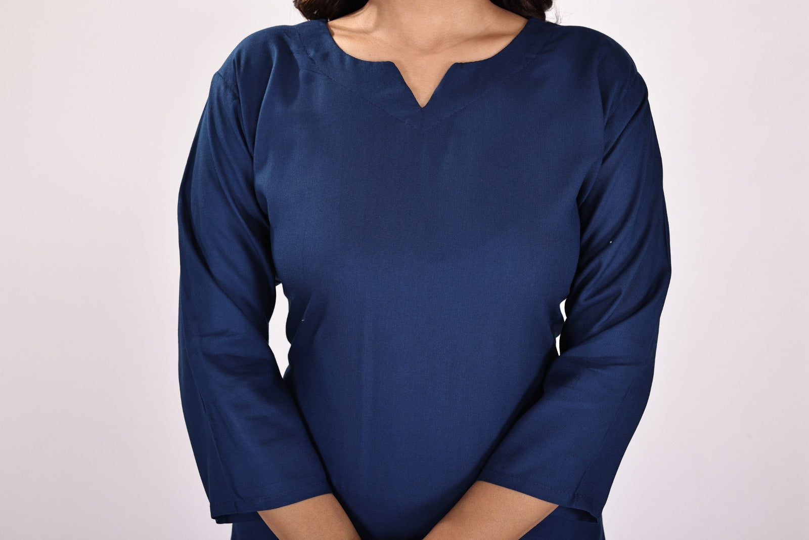 Solid Blue Soft Cotton Short Kurta