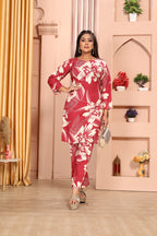 Maroon Floral Print Soft Cotton Co-ord Set