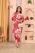 Maroon Floral Print Soft Cotton Co-ord Set