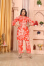 Orange Floral Print Co-ord Set for Women