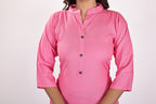 Women's Solid Pink Soft Cotton Short Kurti