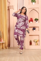 Purple Floral Print Soft Cotton Co-ord Set