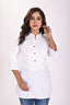 Classic White Soft Cotton Short Kurti with Wooden Buttons