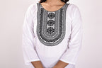 Women's White Soft Cotton Kurti with Intricate Embroidery